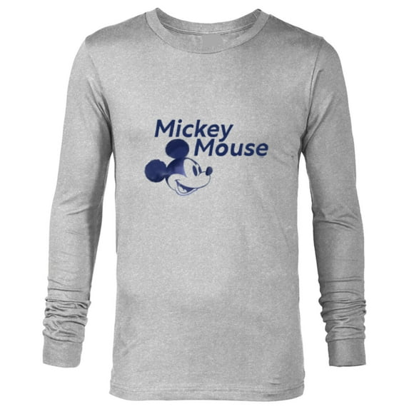 Disney Mickey Mouse Head with Name Retro Vintage Classic - Long Sleeve T-Shirt for Men - Customized-Athletic Heather
