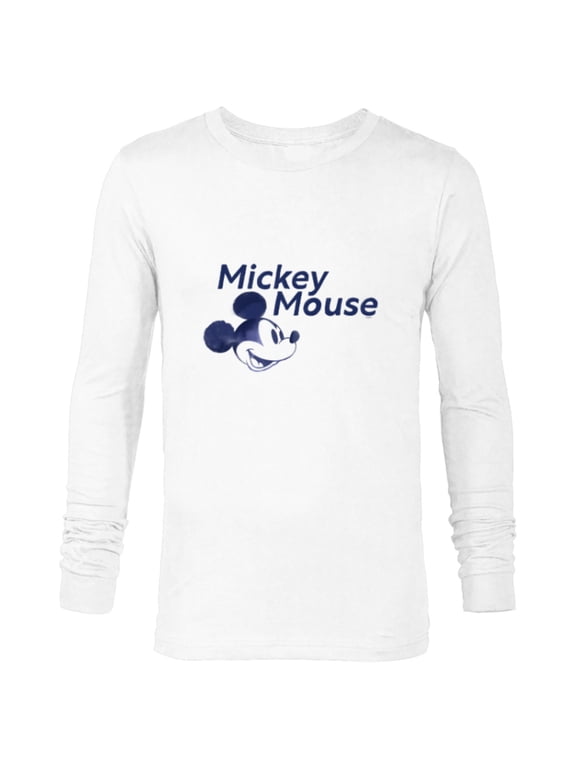 Mickey Mouse Head with Name Retro Vintage Classic - Long Sleeve T-Shirt for Men - Customized-White
