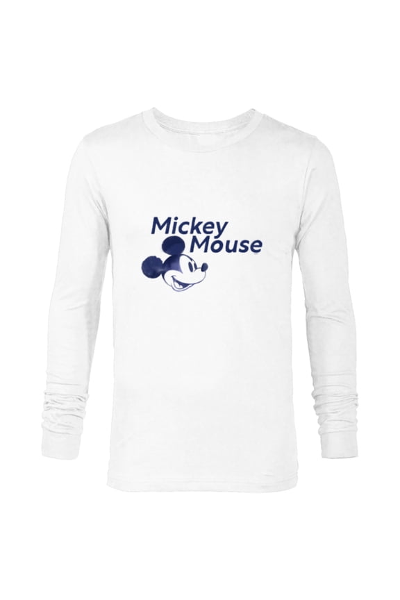 Mickey Mouse Head with Name Retro Vintage Classic - Long Sleeve T-Shirt for Men - Customized-White