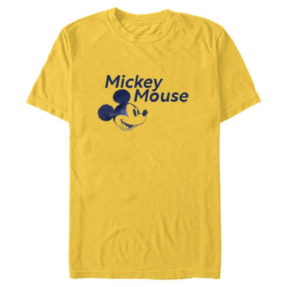 Disney Mickey Mouse Head with Name Retro Vintage Classic - Short Sleeve Blended T-Shirt for Adults - Customized-Yellow
