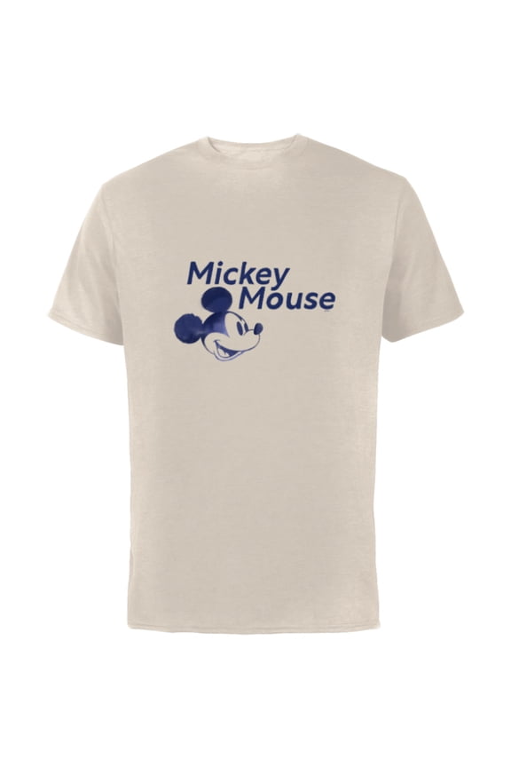 Mickey Mouse Head with Name Retro Vintage Classic - Short Sleeve Cotton T-Shirt for Adults - Customized-Natural