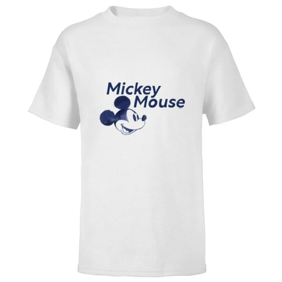 Disney Mickey Mouse Head with Name Retro Vintage Classic - Short Sleeve T-Shirt for Kids - Customized-White
