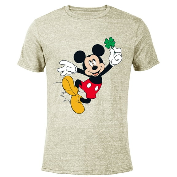 Disney Mickey Mouse Heel Click Shamrock St. Patrick’s Day - Short Sleeve Blended T-Shirt for Adults - Customized-Yellow