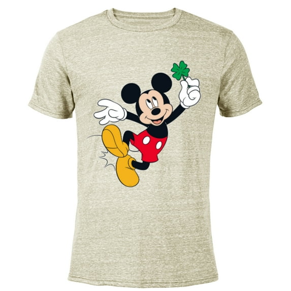 Disney Mickey Mouse Heel Click Shamrock St. Patrick’s Day - Short Sleeve Blended T-Shirt for Adults - Customized-Yellow