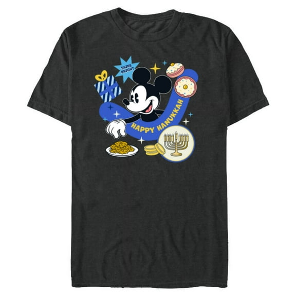 Disney Mickey Mouse Holiday Happy Hanukkah Shine Bright - Short Sleeve Blended T-Shirt for Adults - Customized-Dark Heather