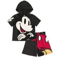 thumbnail image 1 of Disney Mickey Mouse Hooded T-Shirt and French Terry Shorts Outfit Set Toddler to Big Kid, 1 of 4