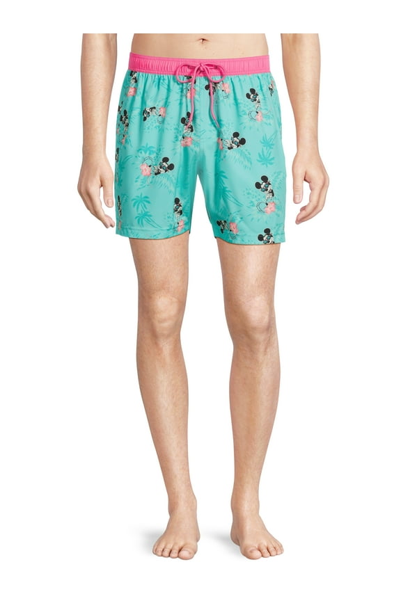 Mickey Mouse Hot Palms Men's & Big Men's Swim Trunks, Size S-3XL