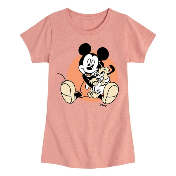 Disney - Mickey Mouse Hugs His Puppy - Toddler & Youth Girls Short Sleeve Graphic T-Shirt