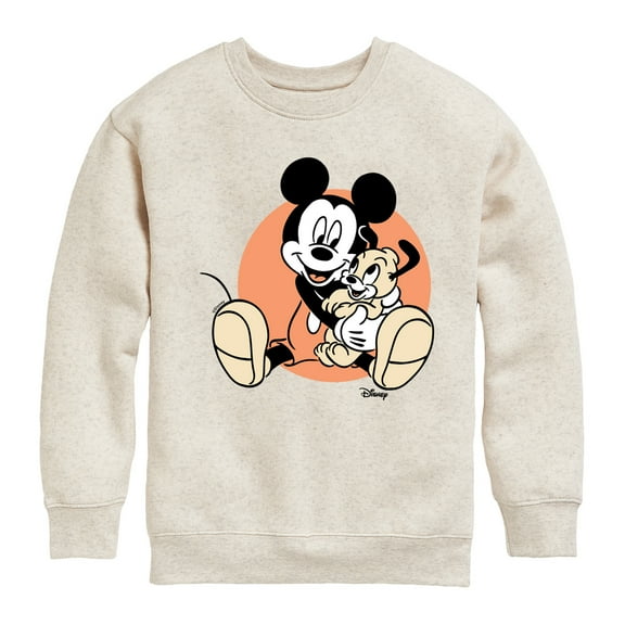 Disney - Mickey Mouse Hugs His Puppy - Youth Crewneck Fleece Sweatshirt