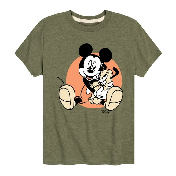Disney - Mickey Mouse Hugs His Puppy - Youth Short Sleeve Graphic T-Shirt