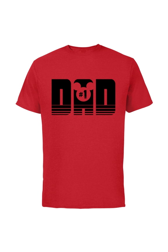 Mickey Mouse Icon #1 Dad Retro Stipes - Short Sleeve Cotton T-Shirt for Adults - Customized-Red