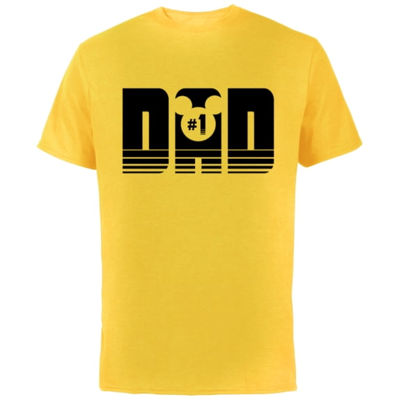 Disney Mickey Mouse Icon #1 Dad Retro Stipes - Short Sleeve Cotton T-Shirt for Adults - Customized-Yellow