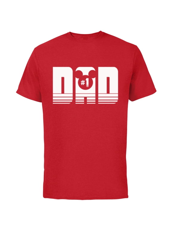 Mickey Mouse Icon #1 Dad - Short Sleeve Cotton T-Shirt for Adults - Customized-Red
