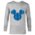 thumbnail image 1 of Disney Mickey Mouse Icon Blue Holiday Plaid - Long Sleeve T-Shirt for Men - Customized-Athletic Heather, 1 of 5