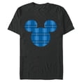 thumbnail image 1 of Disney Mickey Mouse Icon Blue Holiday Plaid - Short Sleeve Blended T-Shirt for Adults - Customized-Dark Heather, 1 of 5