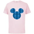 thumbnail image 1 of Disney Mickey Mouse Icon Blue Holiday Plaid - Short Sleeve Cotton T-Shirt for Adults - Customized-Soft Pink, 1 of 5