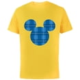 thumbnail image 1 of Disney Mickey Mouse Icon Blue Holiday Plaid - Short Sleeve Cotton T-Shirt for Adults - Customized-Yellow, 1 of 5
