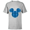 thumbnail image 1 of Disney Mickey Mouse Icon Blue Holiday Plaid - Short Sleeve T-Shirt for Kids - Customized-Athletic Heather, 1 of 5