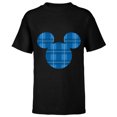 thumbnail image 1 of Disney Mickey Mouse Icon Blue Holiday Plaid - Short Sleeve T-Shirt for Kids - Customized-Black, 1 of 5