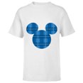 thumbnail image 1 of Disney Mickey Mouse Icon Blue Holiday Plaid - Short Sleeve T-Shirt for Kids - Customized-White, 1 of 5