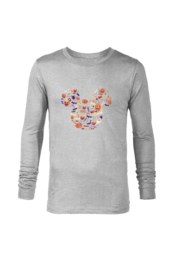 Mickey Mouse Icon Candy and Pumpkins Halloween - Long Sleeve T-Shirt for Men - Customized-Athletic Heather