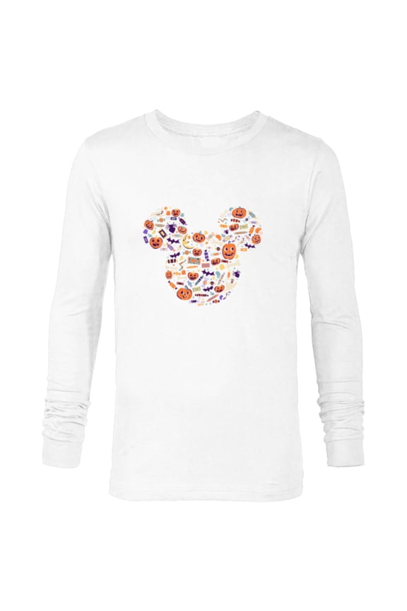 Mickey Mouse Icon Candy and Pumpkins Halloween - Long Sleeve T-Shirt for Men - Customized-White