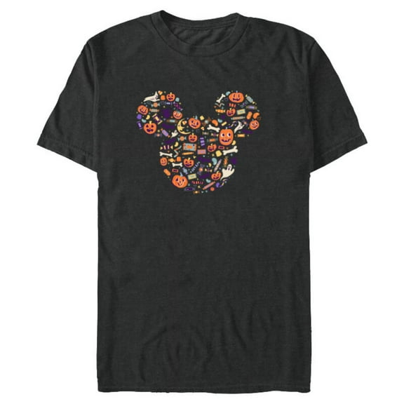 Disney Mickey Mouse Icon Candy and Pumpkins Halloween - Short Sleeve Blended T-Shirt for Adults - Customized-Dark Heather