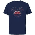 thumbnail image 1 of Disney Mickey Mouse Icon Christmas Lights Happy Holidays - Short Sleeve Cotton T-Shirt for Adults - Customized-Navy, 1 of 5