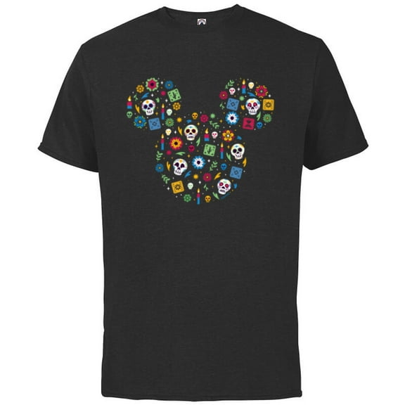 Disney Mickey Mouse Icon Día de los Muertos Day of the Dead - Short Sleeve Cotton T-Shirt for Adults - Customized-Black