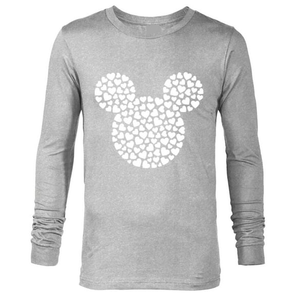 Disney Mickey Mouse Icon Filled with Hearts - Long Sleeve T-Shirt for Men - Customized-Athletic Heather