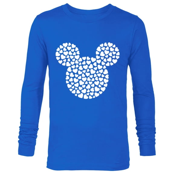 Disney Mickey Mouse Icon Filled with Hearts - Long Sleeve T-Shirt for Men - Customized-Navy