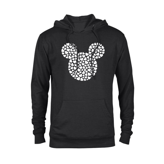 Disney Mickey Mouse Icon Filled with Hearts - Pullover Hoodie for Adults - Customized-Black