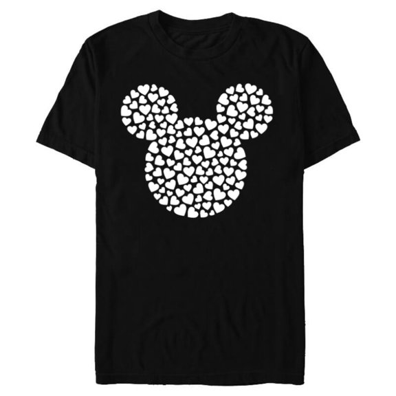 Disney Mickey Mouse Icon Filled with Hearts - Short Sleeve Blended T-Shirt for Adults - Customized-Black