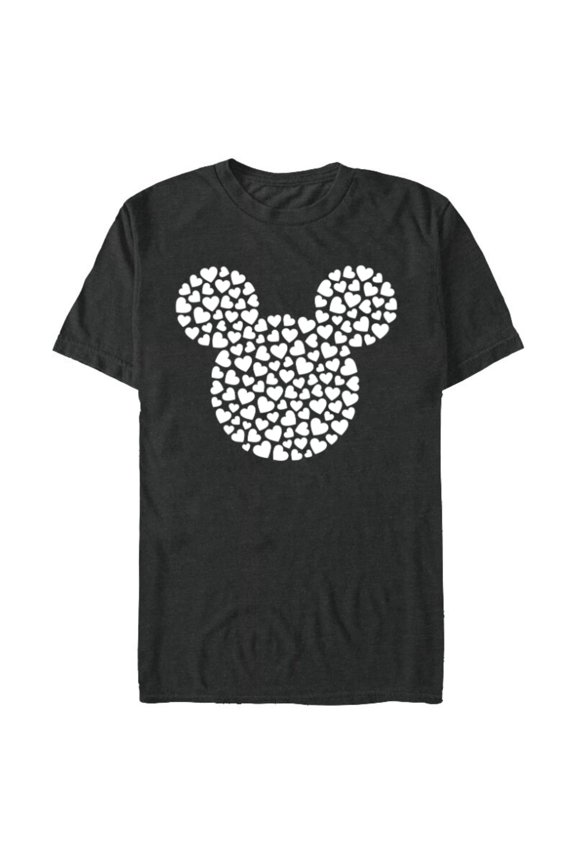 Mickey Mouse Icon Filled with Hearts - Short Sleeve Blended T-Shirt for Adults - Customized-Dark Heather