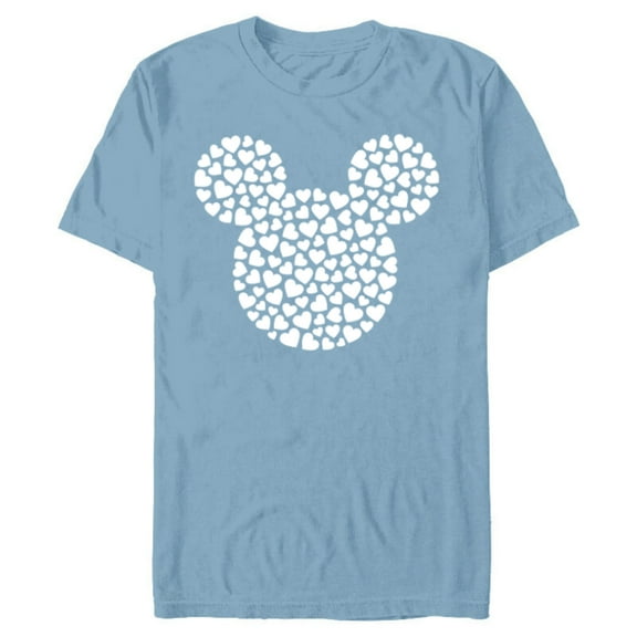 Disney Mickey Mouse Icon Filled with Hearts - Short Sleeve Blended T-Shirt for Adults - Customized-Ocean Blue