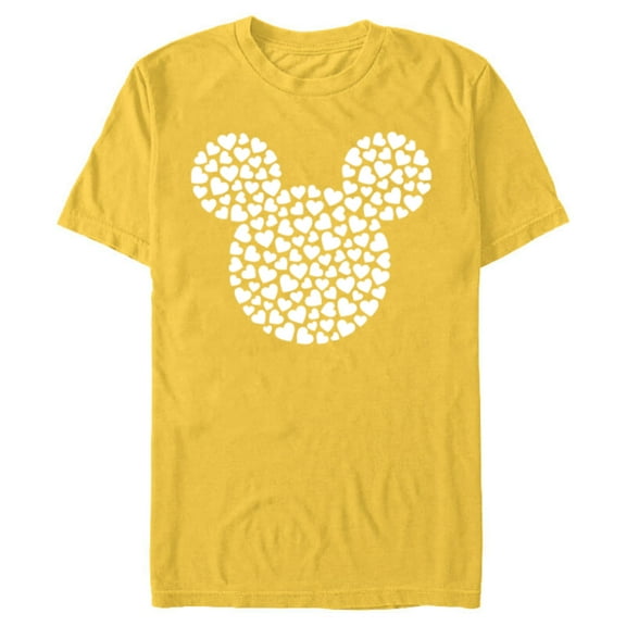 Disney Mickey Mouse Icon Filled with Hearts - Short Sleeve Blended T-Shirt for Adults - Customized-Yellow