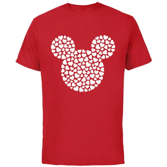Disney Mickey Mouse Icon Filled with Hearts - Short Sleeve Cotton T-Shirt for Adults - Customized-Red