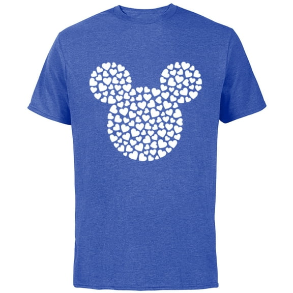 Disney Mickey Mouse Icon Filled with Hearts - Short Sleeve Cotton T-Shirt for Adults - Customized-Royal Heather