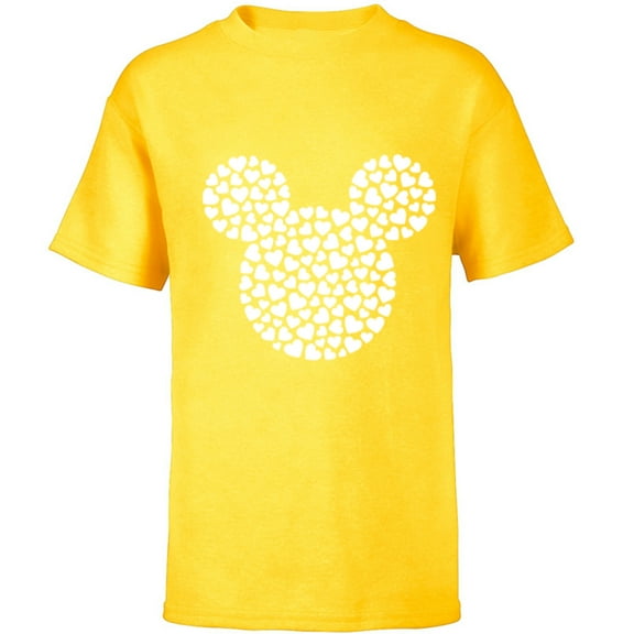 Disney Mickey Mouse Icon Filled with Hearts - Short Sleeve T-Shirt for Kids - Customized-Yellow