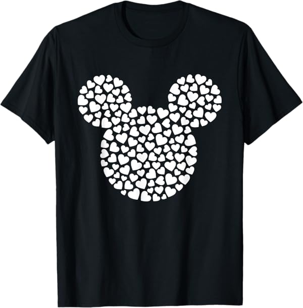 Disney Mickey Mouse Icon Filled with Hearts T-Shirt - Walmart.com