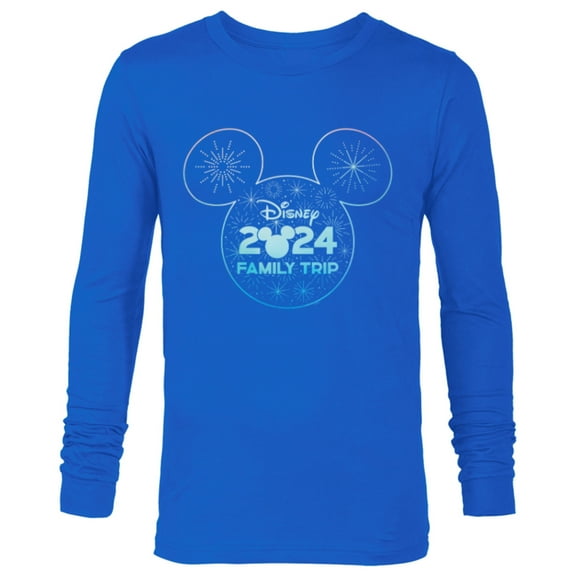 Disney Mickey Mouse Icon Fireworks Vacation Family Trip 2024 - Long Sleeve T-Shirt for Men - Customized-Navy