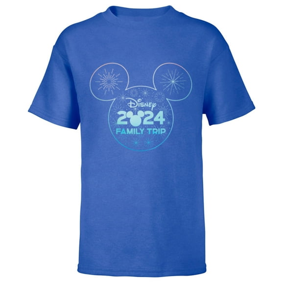 Disney Mickey Mouse Icon Fireworks Vacation Family Trip 2024 - Short Sleeve T-Shirt for Kids - Customized-Royal
