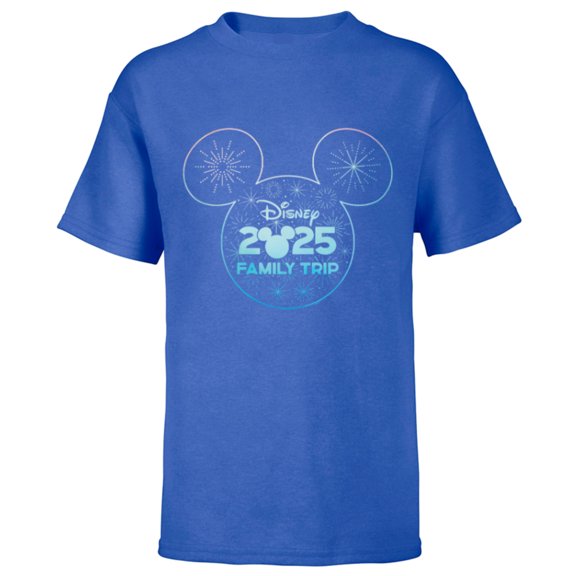 Disney Mickey Mouse Icon Fireworks Vacation Family Trip 2025 - Short Sleeve T-Shirt for Kids - Customized-Royal
