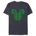 thumbnail image 1 of Disney Mickey Mouse Icon Green and Red Holiday Plaid - Short Sleeve Blended T-Shirt for Adults - Customized-Navy Heather, 1 of 5