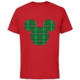 thumbnail image 1 of Disney Mickey Mouse Icon Green and Red Holiday Plaid - Short Sleeve Cotton T-Shirt for Adults - Customized-Red, 1 of 5