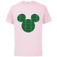 thumbnail image 1 of Disney Mickey Mouse Icon Green and Red Holiday Plaid - Short Sleeve Cotton T-Shirt for Adults - Customized-Soft Pink, 1 of 5