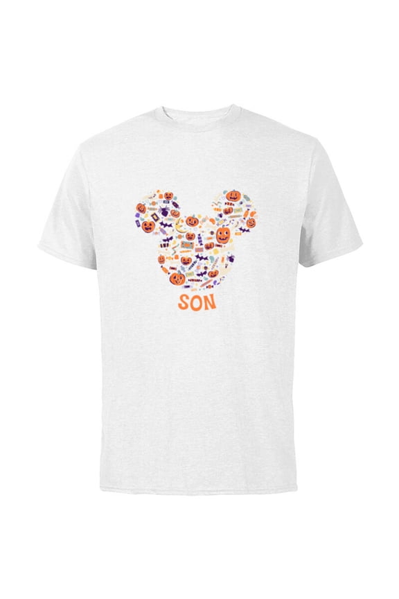 Mickey Mouse Icon Halloween Son - Short Sleeve Cotton T-Shirt for Adults - Customized-White