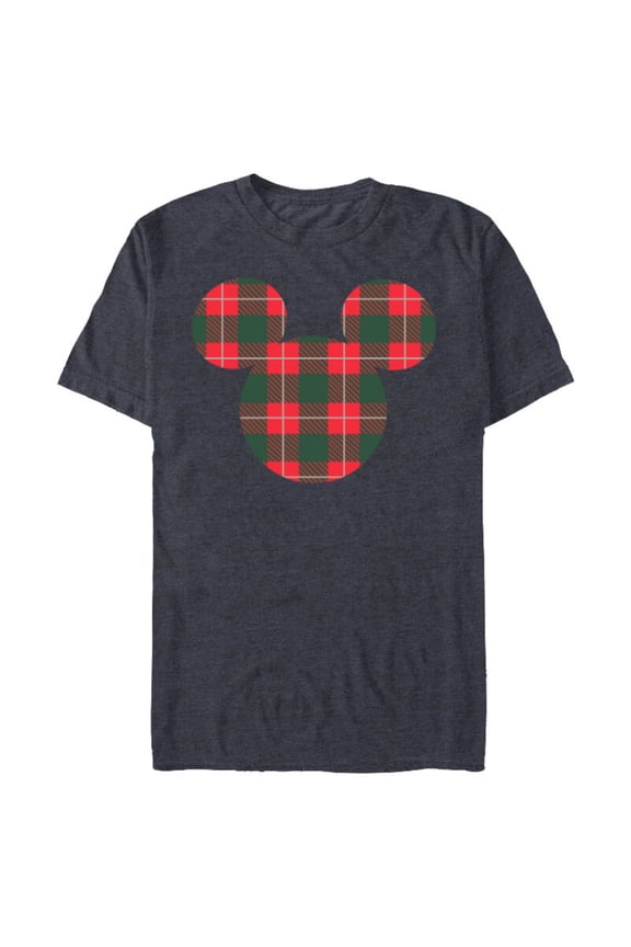 Mickey Mouse Icon Holiday Flannel - Short Sleeve Blended T-Shirt for Adults - Customized-Navy Heather