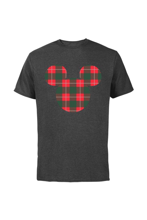 Mickey Mouse Icon Holiday Flannel - Short Sleeve Cotton T-Shirt for Adults - Customized-Charcoal