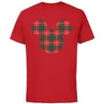 thumbnail image 1 of Disney Mickey Mouse Icon Holiday Flannel - Short Sleeve Cotton T-Shirt for Adults - Customized-Red, 1 of 5